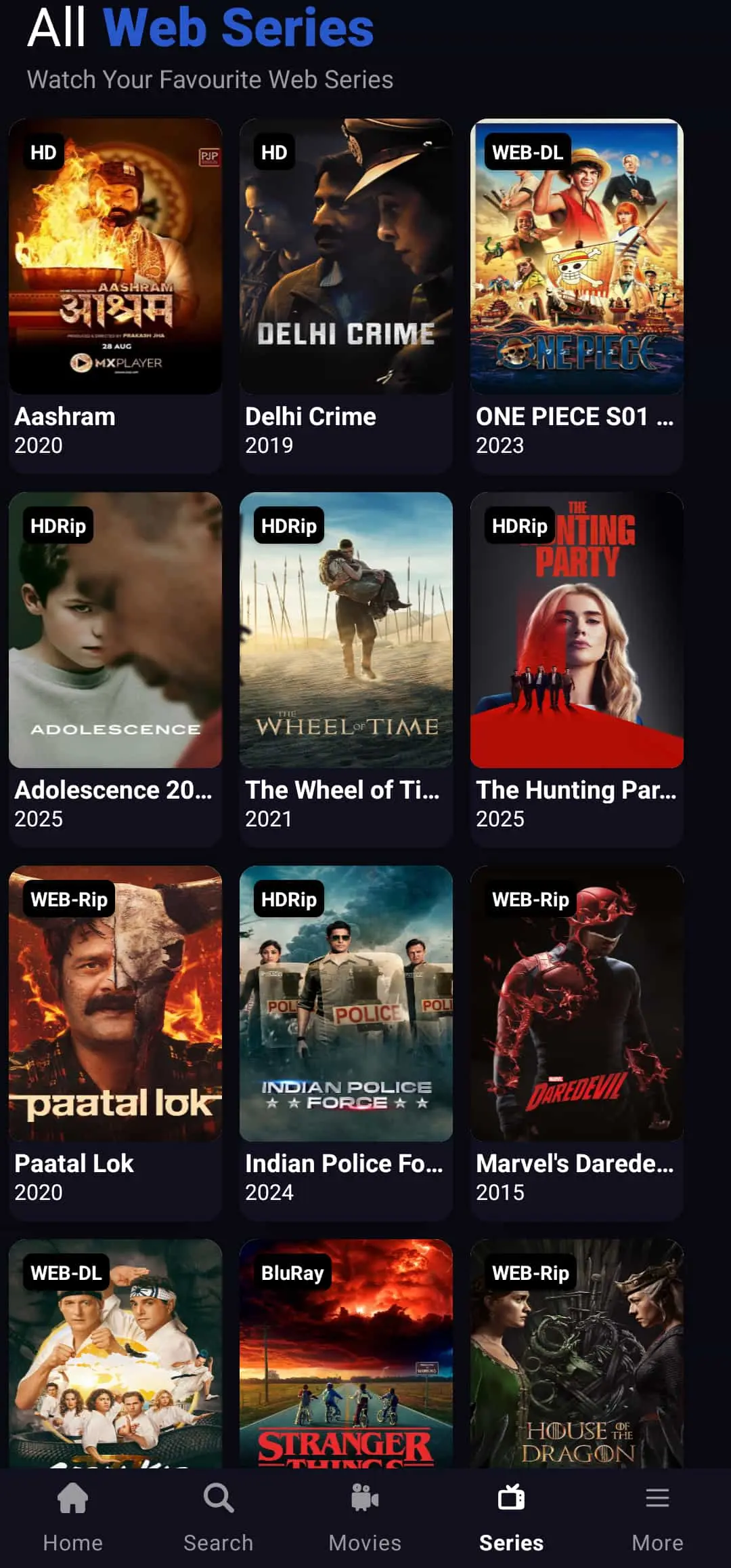 Movie Selection Screen